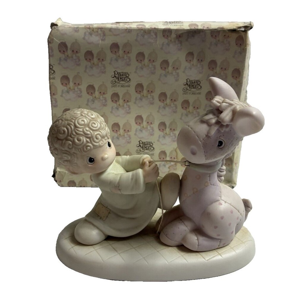 Precious Moments 106151 We're Pulling for You 1987 Vintage Enesco Donkey w Box